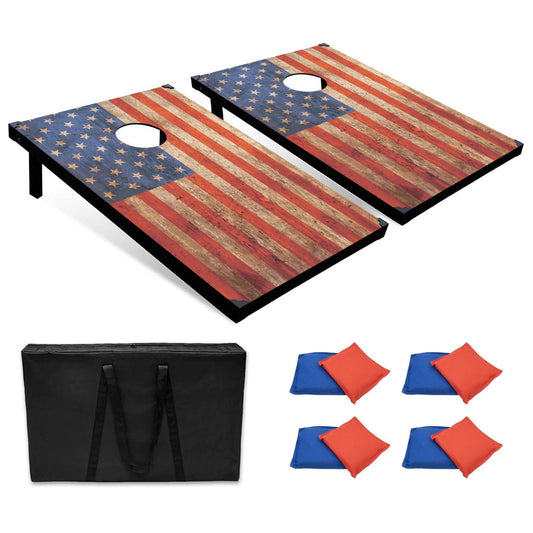 Corn Holes Game Set-Cornhole Set Regulation Size w/ 8 Corn Hole Bean Bags Cornhole Carrying Case MDF Wood Cornhole Boards Bean Bag Toss Game(SB302FG)