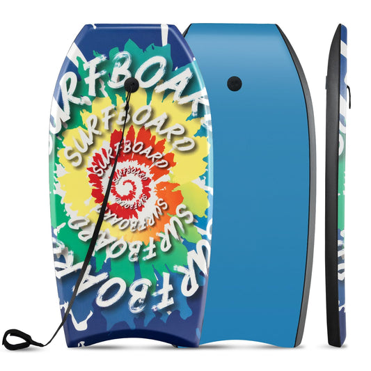 GYMAX Boogie Boards for Beach 33"/37"/41" Body Board with EPS Foam Core Crescent Tail Dual Channel & Wrist Leash Lightweight Bodyboard for Kids Youth Adults (Whirlpool 37)